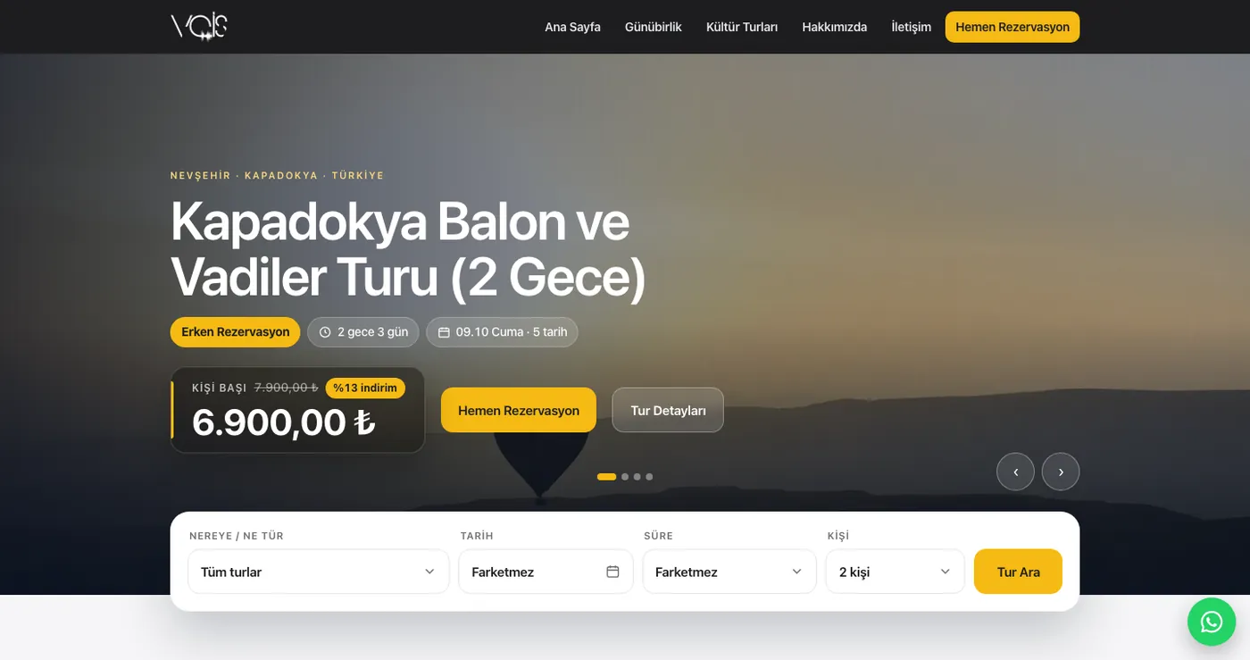 Acenta web sitesi ana sayfası